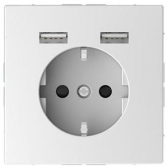 Merten SCHUKO-Steckdose mit USB Ladestation, System Design, Lotosweiß 