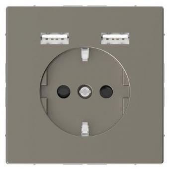 Merten SCHUKO-Steckdose mit USB Ladestation, System Design, Nickelmetallic 