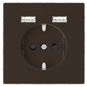 Merten SCHUKO-Steckdose mit USB Ladestation, System Design, Moccametallic 