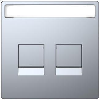 Merten Zentralpl. f. Modular Jack 2fach m.Schriftf. u. Staubsch., System Design, Edelstahl lackiert 