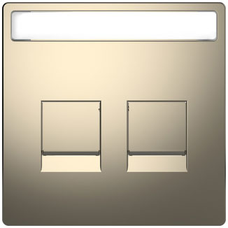 Merten Zentralpl. f. Modular Jack 2fach m.Schriftf.u. Staubschutzsch., System Design, Nickelmetallic 