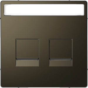 Merten Zentralpl. f. Modular Jack 2fach m.Schriftf.u. Staubschutzsch., System Design, Moccametallic 