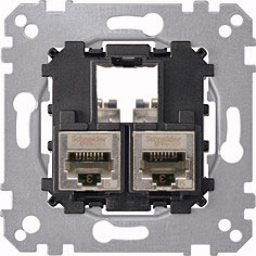 merten Tragplatte 2fach mit Anschlußmodul Schneider Electric - Actassi RJ45 Cat5e STP 