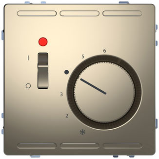 Merten Raumtemperaturregler  230 V mit Schalter und Zentralplatte, System Design, Nickelmetallic 