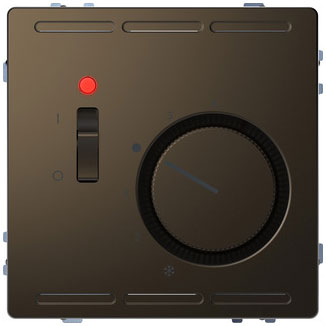 Merten Raumtemperaturregler  230 V mit Schalter und Zentralplatte, System Design, Moccametallic 