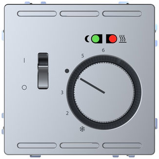 Merten Fußbodentemperaturregler 230V m.Schalter u.Zentralpl., System Design, Edelstahl (lackiert) 