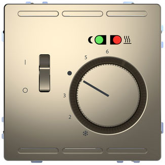Merten Fußbodentemperaturregler 230V m.Schalter u.Zentralpl., System Design, Nickelmetallic 