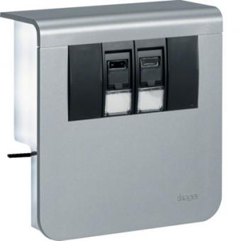 tehalit  Geräteträger Datenanschluss 2xCat.6A zu SL 20x80mm, Dekor Aluminium 