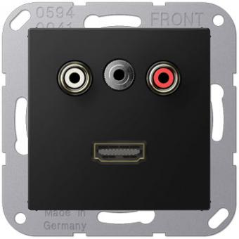 Jung Multimedia-Einsatz Cinch Audio / Miniklinke 3,5 mm / HDMI (graphitschwarz matt) 