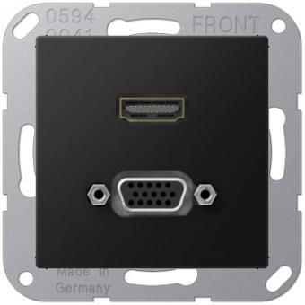 Jung Multimedia-Einsatz HDMI / VGA (graphitschwarz matt) 