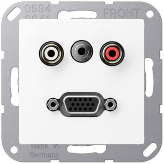 Jung Multimedia-Einsatz Cinch Audio / Miniklinke 3,5 mm / VGA (schneeweiß matt) 