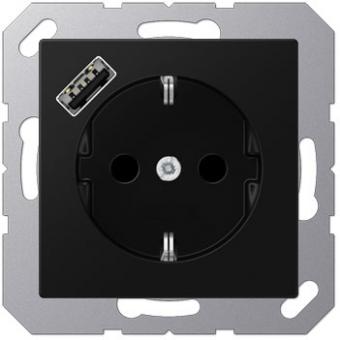 Jung SCHUKO-Steckdose mit USB-Ladegerät Typ A (graphitschwarz matt) 