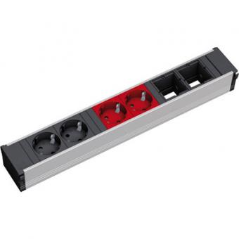 Bachmann CONI Steckdoseneinheit 6-fach (2x Custom Module + Steckdose Strom schwarz und rot) 