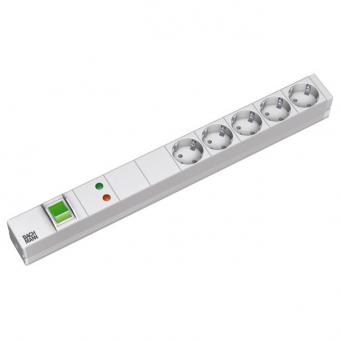 Bachmann 19 Zoll Steckdosenleiste 5-fach, Überspannungsschutz, Netzfilter und Frequenzfilter, mit Schalter, 2m Zuleitung mit Schuko-Stecker, Alu 