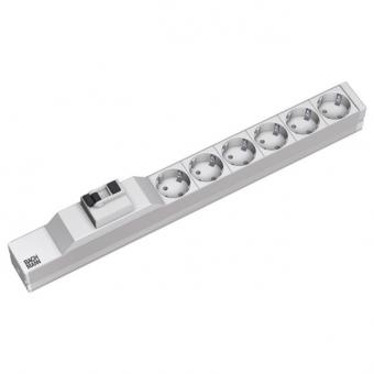 Bachmann 19 Zoll Steckdosenleiste 6-fach, mit FI-Schutzschalter 25A / 30mA, 2m Zuleitung mit Schuko-Stecker, Alu 