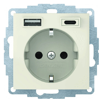 Berker S.1 SCHUKO-Steckdose  mit USB Typ A und USB Typ C (weiß, glänzend) 