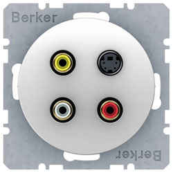 Berker 3 x Cinch/S-Video Steckdose (polarweiß glänzend) 