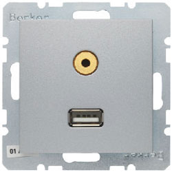 Berker USB/3,5 mm Audio Steckdose (alu, matt) 