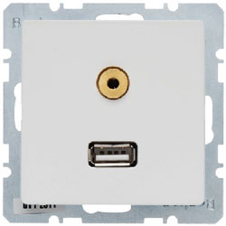 Berker USB/3,5 mm Audio Steckdose (polarweiß samt) 