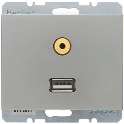 Berker K.5 - USB/3,5 mm Audio Steckdose (edelstahl, lackiert) 