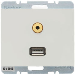Berker K.1 USB/3,5 mm Audio Steckdose (polarweiß) 