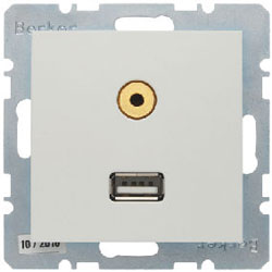Berker USB/3,5 mm Audio Steckdose (polarweiß glänzend) 