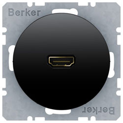 Berker High Definition Steckdose mit 90°-Steckanschluss (schwarz glänzend) 