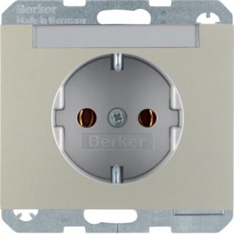 Berker K.5 SCHUKO-Steckdose mit Beschriftungsfeld (Edelstahl) 