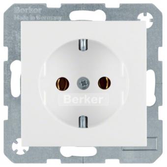 Berker SCHUKO-Steckdose mit Schraubklemmen (polarweiß, glänzend) 