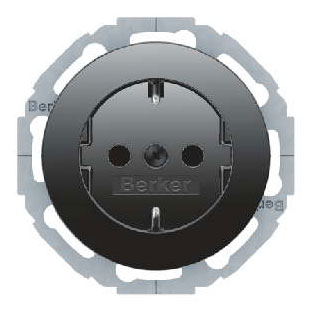 Steckdosen-Einsatz  (schwarz, glänzend) 