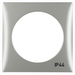 Abdeckrahmen Integro FLOW, 1-fach mit Aufdruck "IP44" (Chrom, Kunststoff lackiert) 