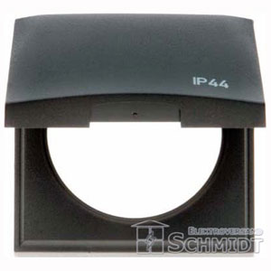 Abdeckrahmen Integro FLOW, 1-fach mit Klappdeckel u. Aufdruck "IP44" (anthrazit, matt) 