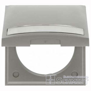 Abdeckrahmen Integro FLOW, 1-fach mit Klappdeckel u. Beschriftungsfeld (grau, glänzend) 