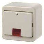 Kontroll-Wippschalter mit roter Linse, 2-polig Aus (weiß, gl.) 