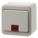 Kontroll-Wippschalter mit roter Linse,  Aus/Wechsel (weiß, gl.) 