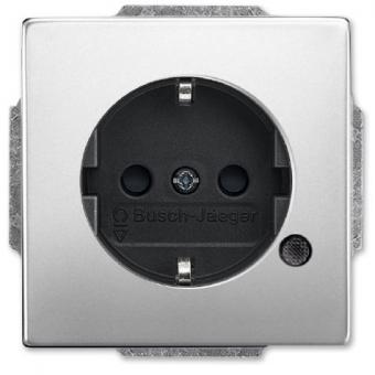 Busch-Jaeger SCHUKO® Steckdosen-Einsatz mit LED-Kontrolllicht (Edelstahl) 