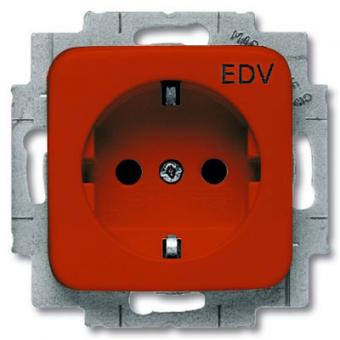 Busch-Jaeger SCHUKO® Steckdosen-Einsatz, mit Aufdruck EDV (rot) 