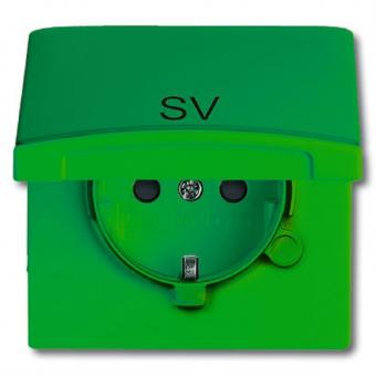 SCHUKO® Steckdosen-Einsatz mit Klappdeckel, Aufdruck SV (grün) 