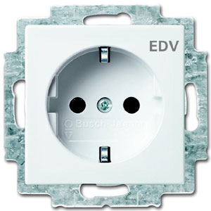 SCHUKO® Steckdosen-Einsatz mit Aufdruck "EDV" (alpinweiß) 