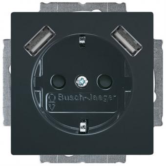 Busch-Jaeger SCHUKO® Steckdosen-Einsatz mit 2x USB-Steckdose (anthrazit) 