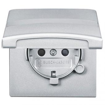 SCHUKO® Steckdosen-Einsatz mit Klappdeckel mit Beschriftungsfeld (alusilber) 