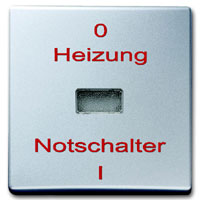 Wippe mit Aufdruck "Heizungs-Notschalter" (alusilber) 