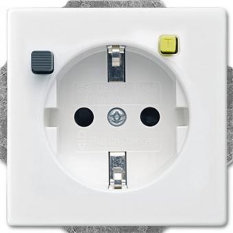 Steckdosen-Einsatz, FI-Schukomat + Verbindungsleiter (studioweiß) 
