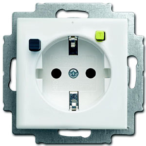 SCHUKO® Steckdosen-Einsatz FI-SCHUKOMAT mit Fehlerstrom-Schutzschalter (alpinweiß) 