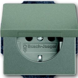 Busch-Jaeger SCHUKO® Steckdosen-Einsatz mit Klappdeckel (meteor/graumetallic) 