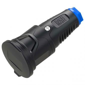 Bachmann Schutzkontaktkupplung mit Deckelband Vollgummi, IP54, schwarz-blau 