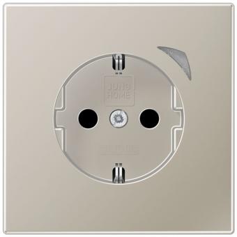 JUNG HOME SCHUKO® Steckdose, 16 A 250 V ~, mit Funktionsanzeige, SAFETY+, Serie LS, Edelstahl 