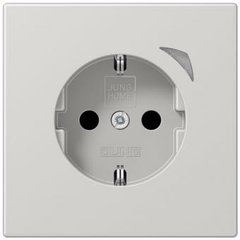 JUNG HOME SCHUKO® Steckdose Energy, 16 A 250 V ~, mit Funktionsanzeige, SAFETY+, Serie LS, lichtgrau 