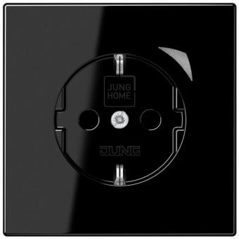 JUNG HOME SCHUKO® Steckdose, 16 A 250 V ~, mit Funktionsanzeige, SAFETY+, Serie LS, schwarz 
