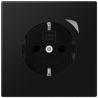 JUNG HOME SCHUKO® Steckdose, 16 A 250 V ~, mit Funktionsanzeige, SAFETY+, Serie LS, graphitschwarz matt 